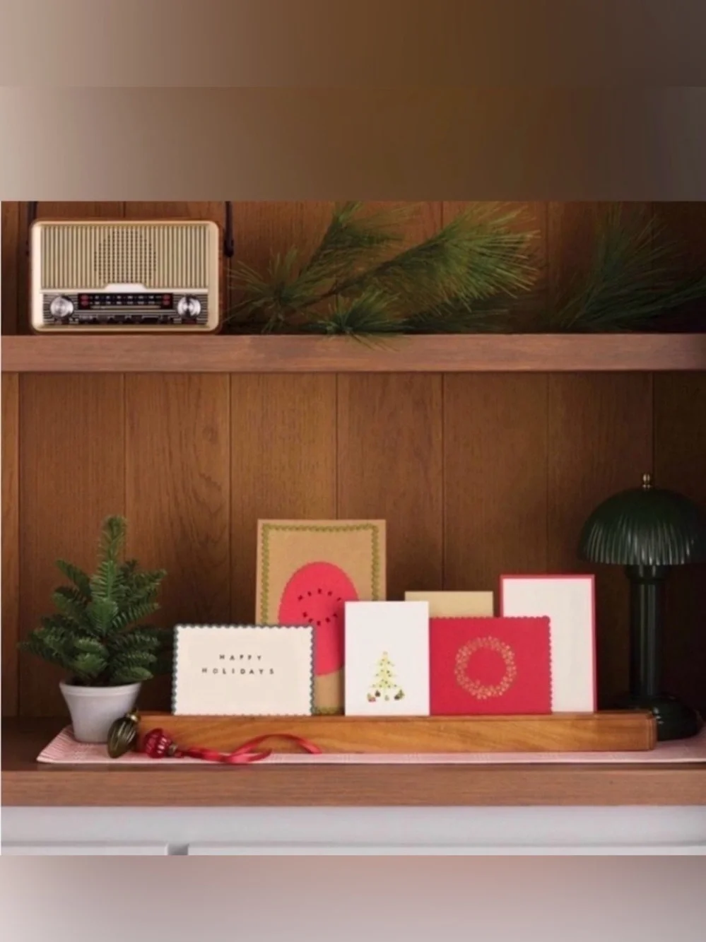 Hearth & Hand Wood Card Display Shelf- Natural Brown